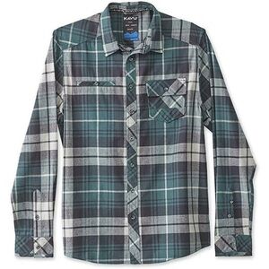 KAVU Douglas Mens Shirt - Spruce - Size Large
 - Teal and White
